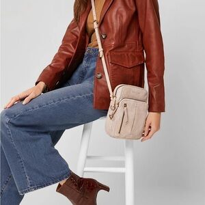 American Leather Co. Large Cleveland Crossbody Bag in Stone Shimmer